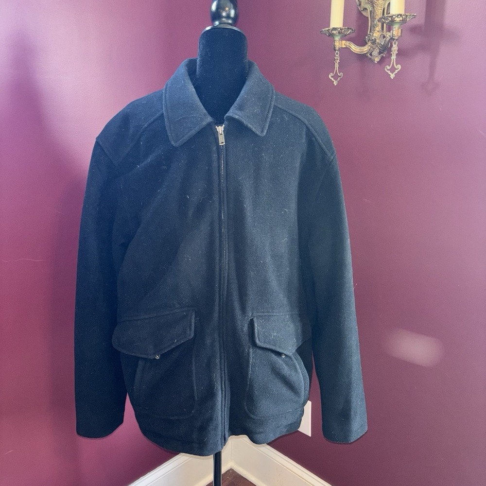 VTG 90s Columbia Classic Bomber Style Wool Lined Zip Coat With Pockets Men Sz L